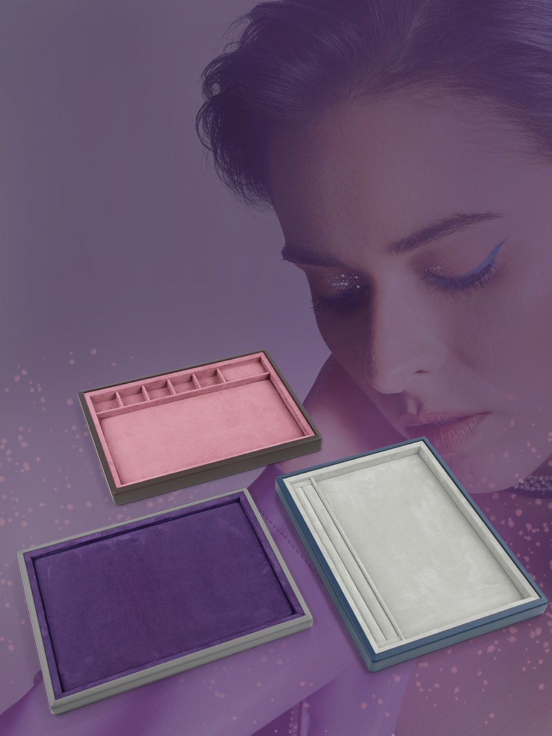 Elegante Vorlagetabletts in verschiedenen Farben.