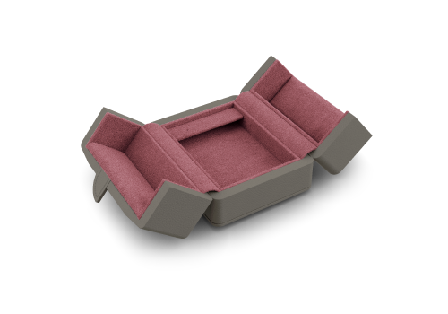 Ohrschmuck-Etui groß offen in Grau und Pink.